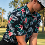 Midnight Hibiscus Polo
